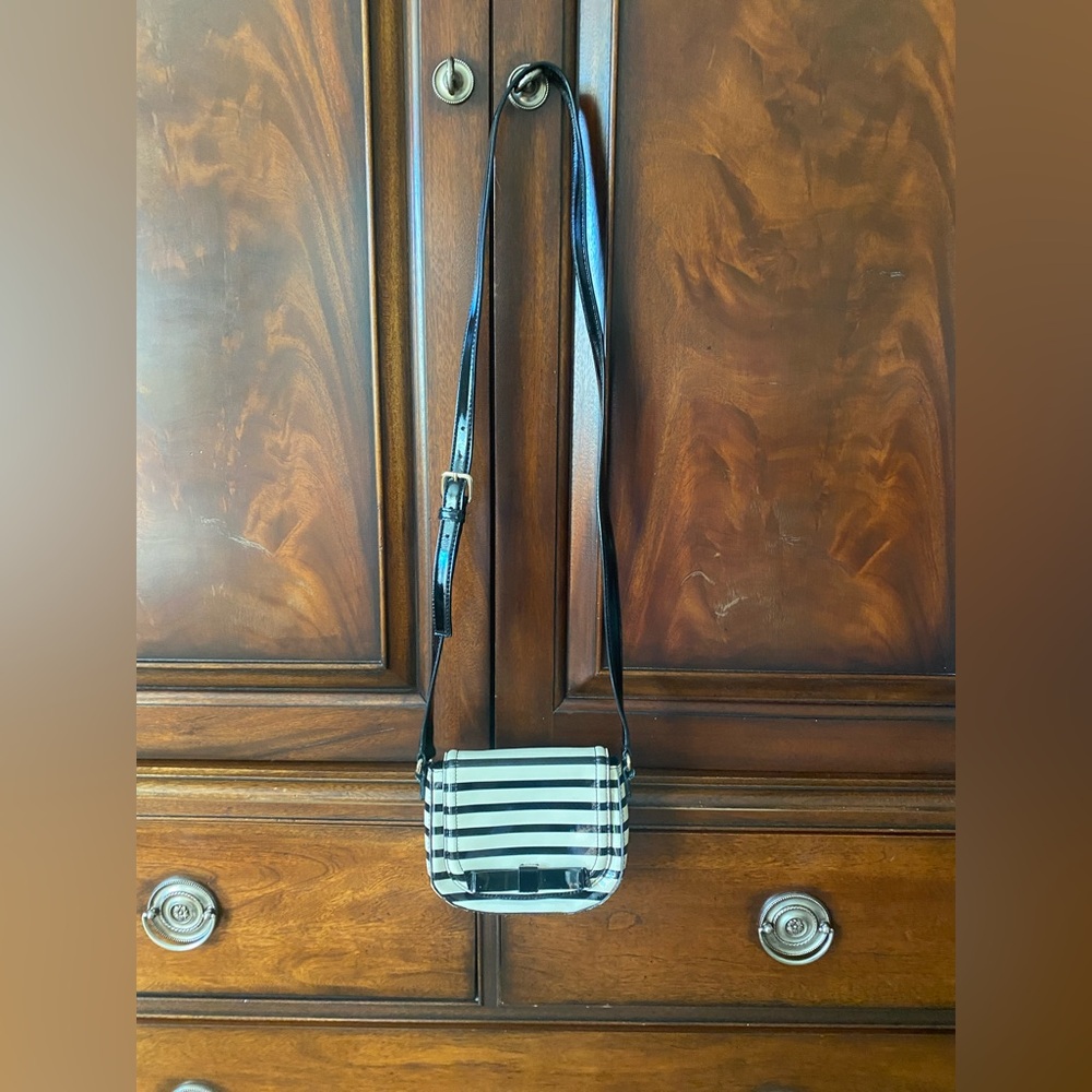 Kate Spade Black and White Striped Crossbody Bag